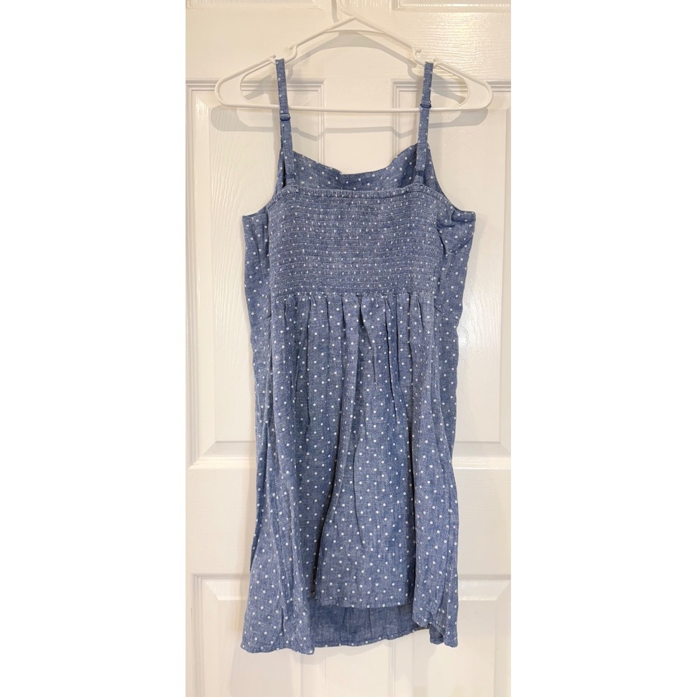 Old Navy Blue Polka Dot Linen Blend Sleeveless Dress Large Petite Casual - Picture 5 of 5